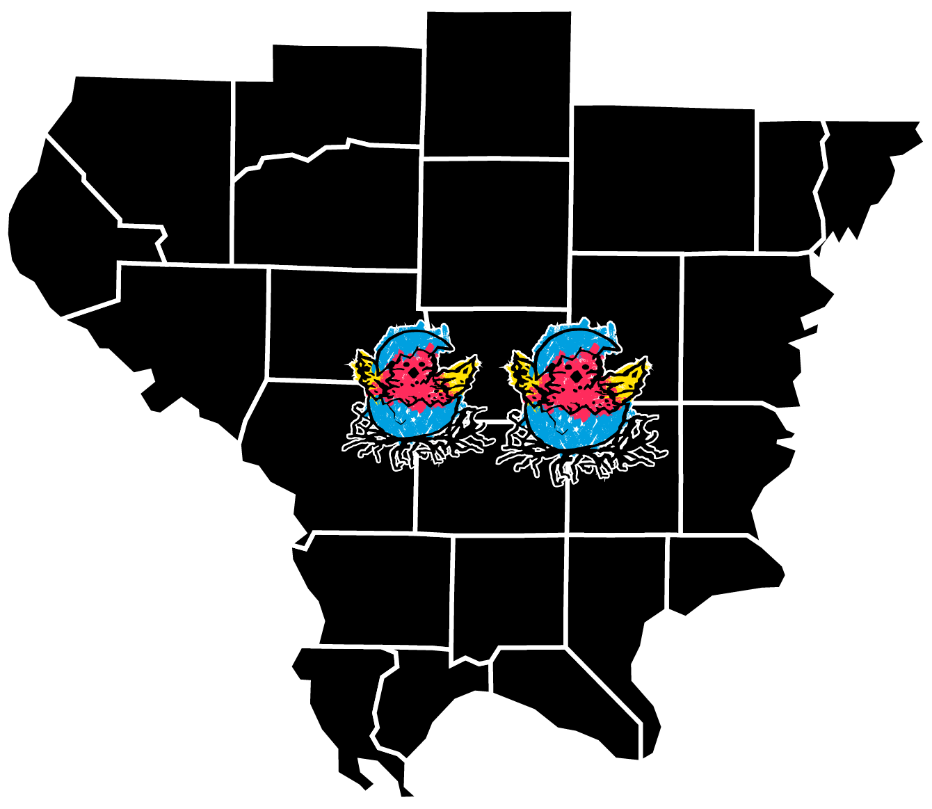 Robin's nest location on southern illinois map by county's